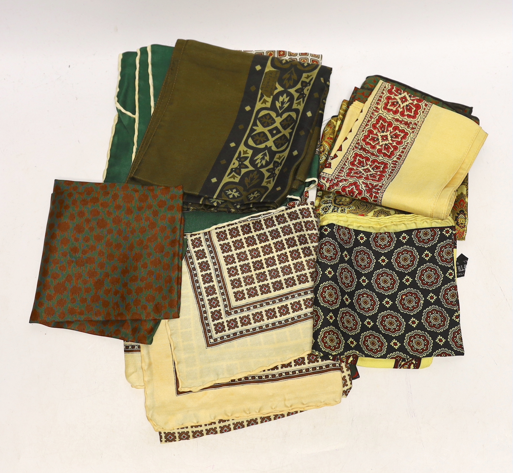 Nine Liberty silk printed gentlemen’s kerchiefs